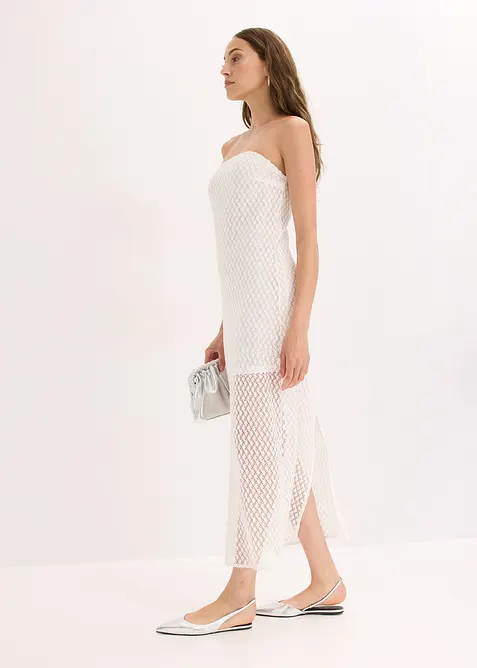 Robe col Bardot avec dentelle, bonprix