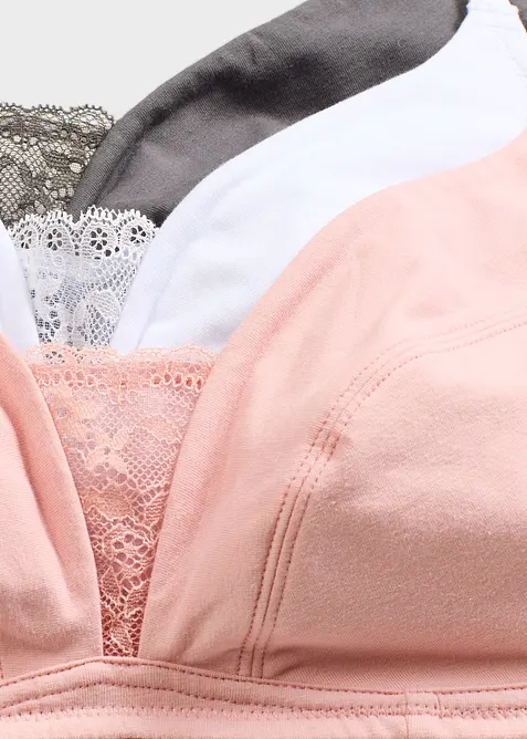 Lot de 3 soutiens-gorge coton sans armatures, bonprix