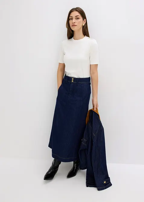 T-shirt côtelé en viscose douce et extensible, bonprix