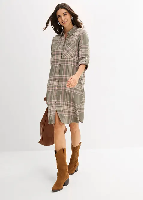 Hemdblusenkleid aus reiner Baumwolle, bonprix