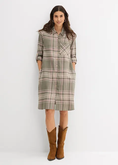 Hemdblusenkleid aus reiner Baumwolle, bonprix