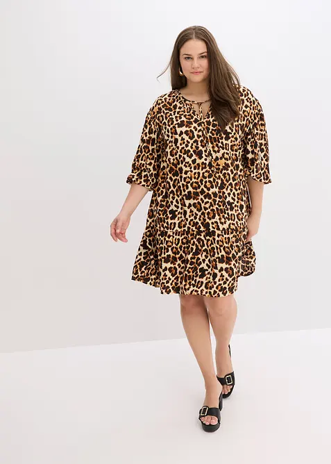 Robe-tunique imprimée en crêpe texturé, bonprix