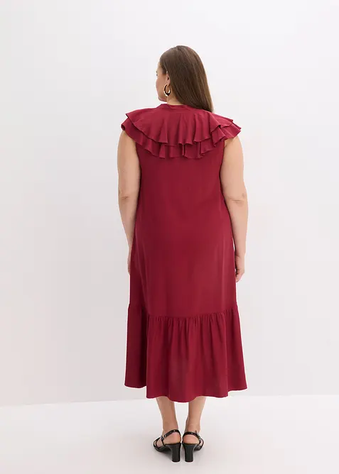 Robe midi avec volants en crêpe texturé, bonprix
