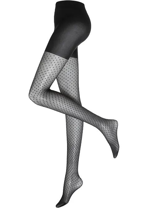 Collant 30den avec motif résille à pois, bonprix