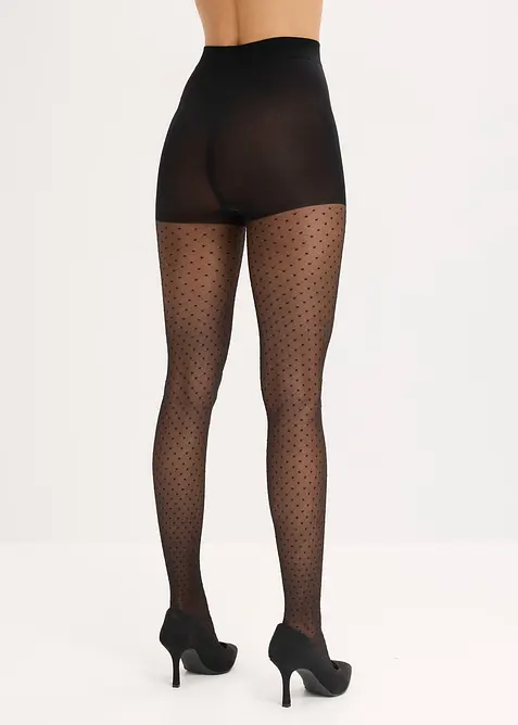 Collant 30den avec motif résille à pois, bonprix