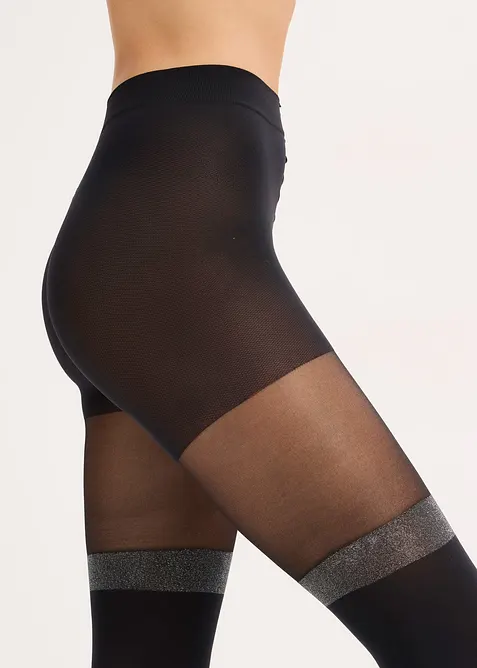 Overknee Strumpfhose 70den mit Glitzerrand mit recyceltem Polyamid, bonprix