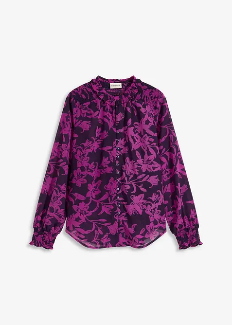 Chiffon Bluse mit Smok-Details, bonprix