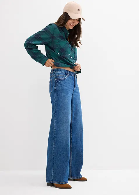 Wide-Leg-Jeans Mid Waist, bonprix