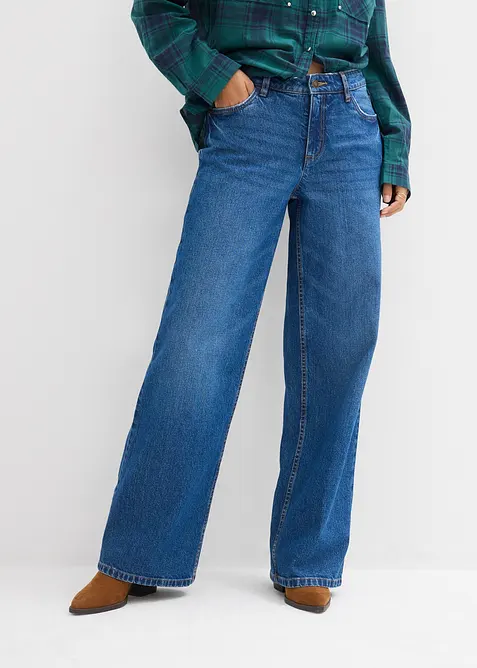Wide-Leg-Jeans Mid Waist, bonprix