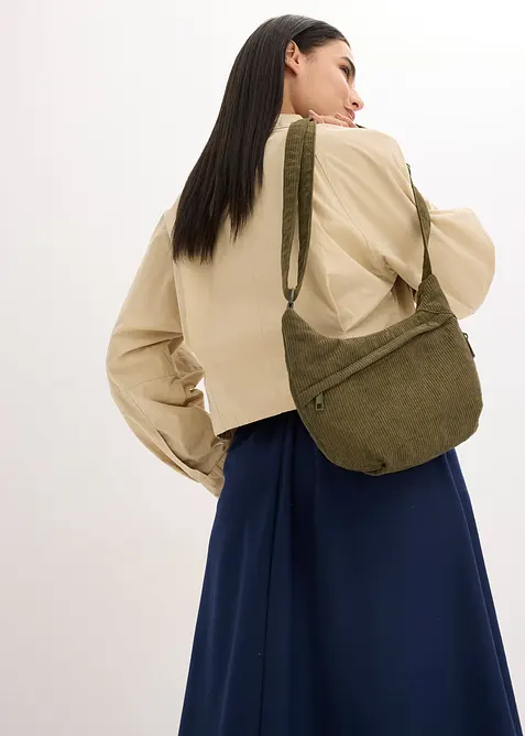 Sac &agrave; bandouli&egrave;re en velours c&ocirc;tel&eacute;, bonprix