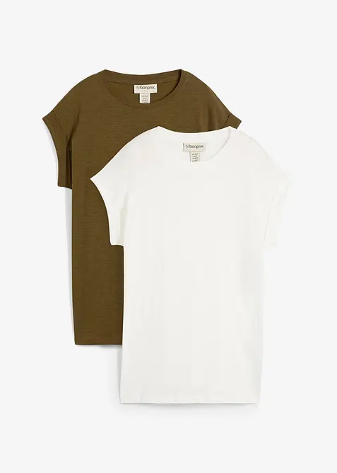 Lot de 2 T-shirts longs 100% coton, bonprix