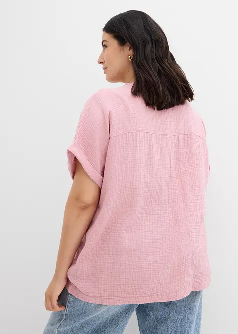 Blouse manches courtes en gaze de coton, bonprix