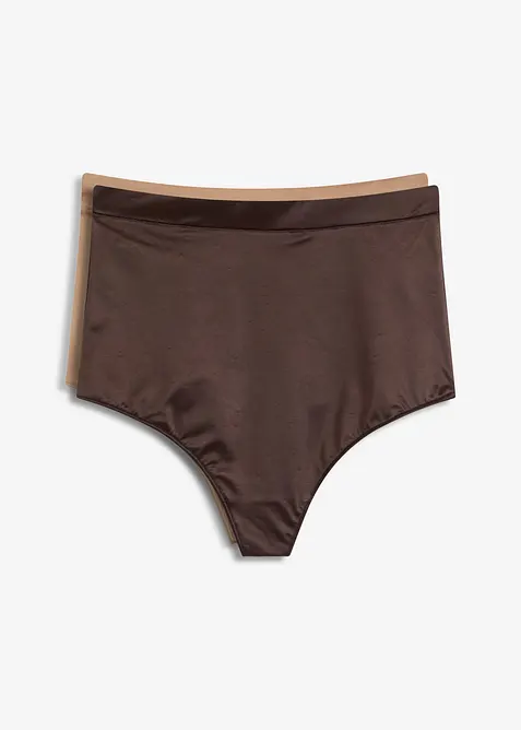 Lot de 2 strings sculptants en matière brillante, maintien léger, bonprix