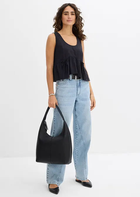 Blusentop aus luftigem Leinen-Mix, bonprix