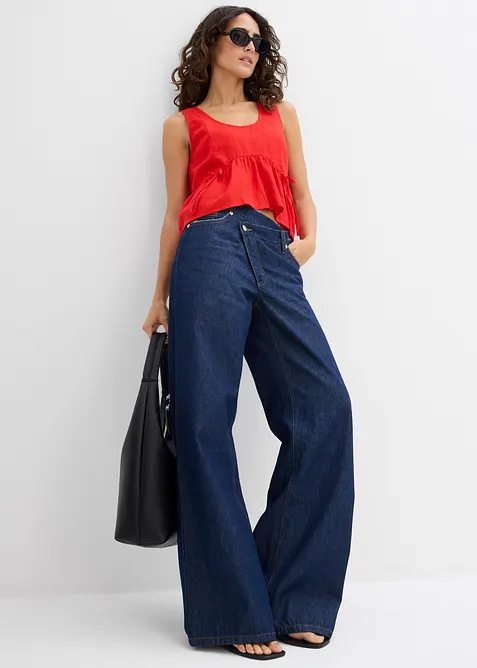 Blouse sans manches légère en lin mélangé, bonprix