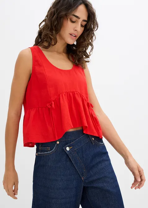 Blouse sans manches légère en lin mélangé, bonprix