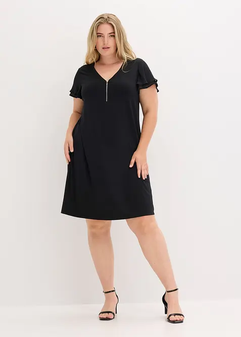 Robe en jersey &agrave; manches en cr&ecirc;pe, bonprix