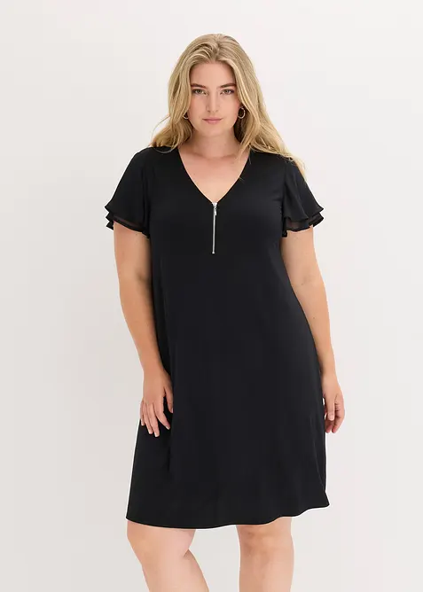 Robe en jersey &agrave; manches en cr&ecirc;pe, bonprix