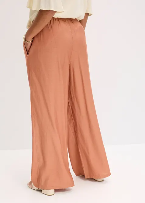 Pantalon palazzo texturé en viscose mélangée, bonprix