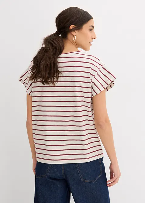 T-shirt rayé à manches volantées, bonprix