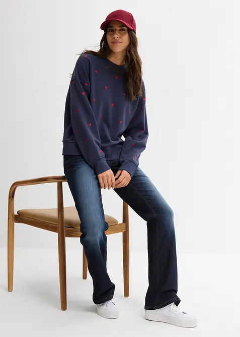Oversize-Sweatshirt mit Stickerei aus Baumwoll-Mix, bonprix