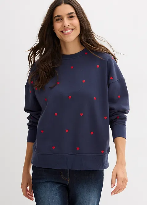 Oversize-Sweatshirt mit Stickerei aus Baumwoll-Mix, bonprix
