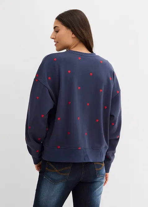 Oversize-Sweatshirt mit Stickerei aus Baumwoll-Mix, bonprix