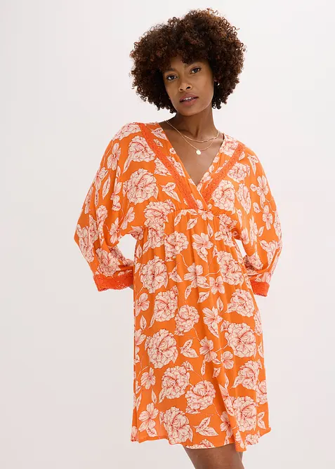 Robe-tunique en viscose texturée avec dentelle, bonprix