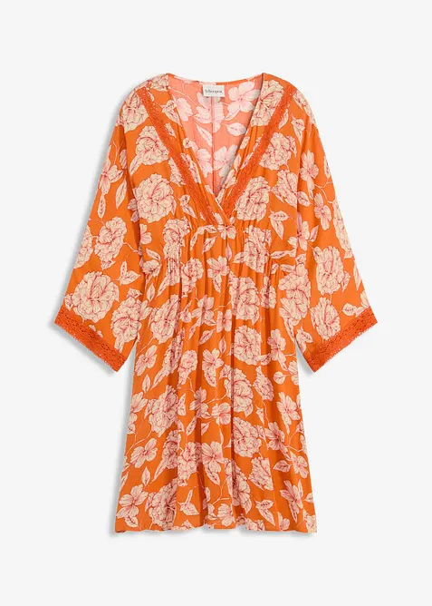 Tunika-Kleid mit Spitze aus strukturierter Viskose, bonprix