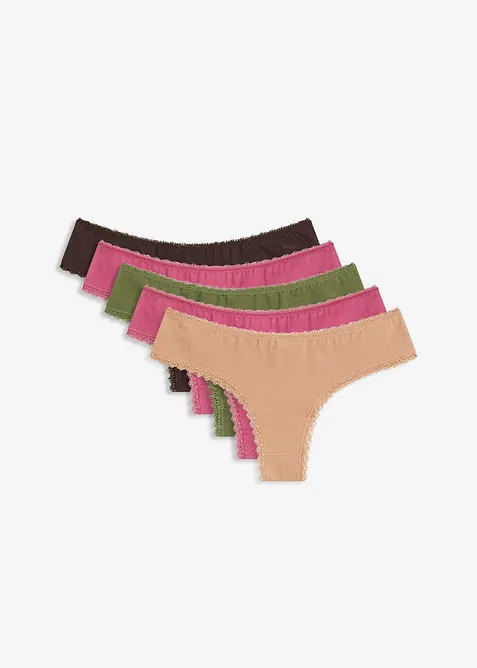 Brazilslip mit Baumwolle (5er Pack), bonprix