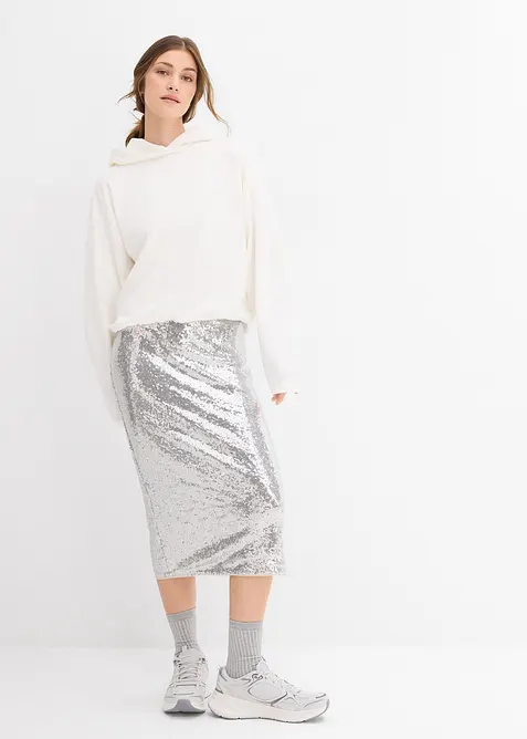 Sweat à capuche légèrement brillant en viscose mélangée, bonprix