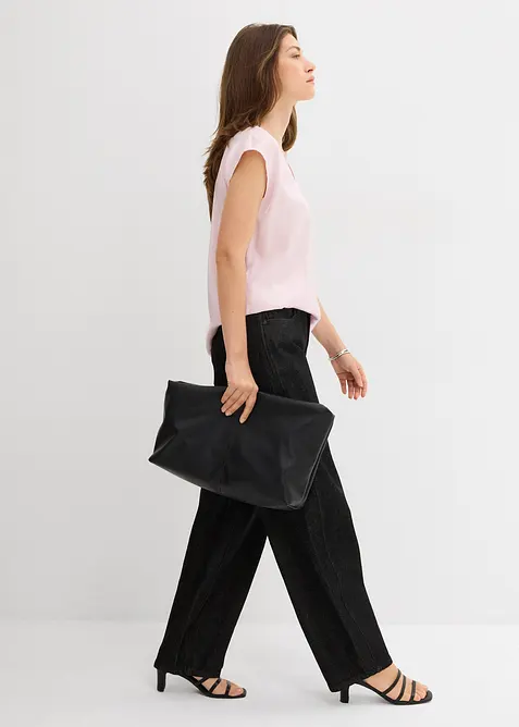 Blouse manches courtes en satin brillant, bonprix