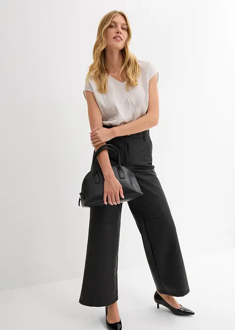 Kurzarmbluse aus glänzendem Satin, bonprix