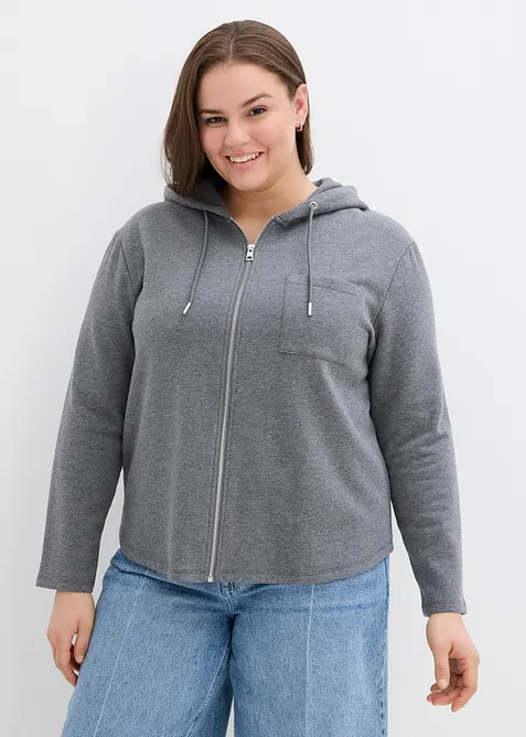 Sweat zippé à capuche avec polyester recyclé, bonprix