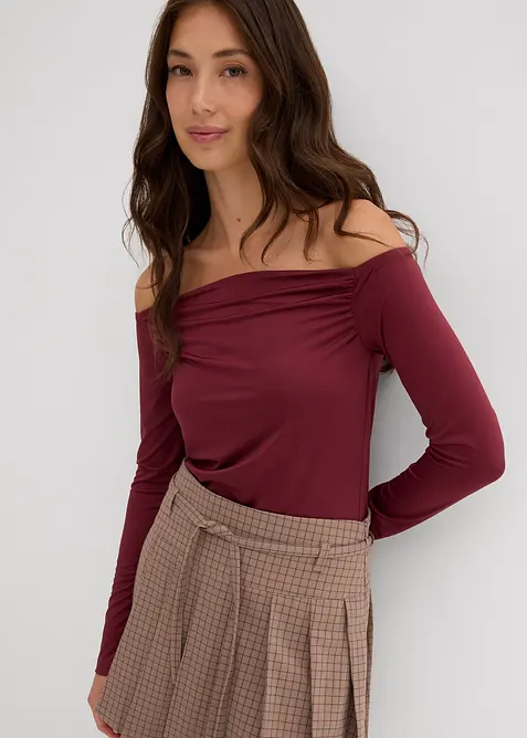 T-shirt col Bardot en jersey l&eacute;ger, bonprix