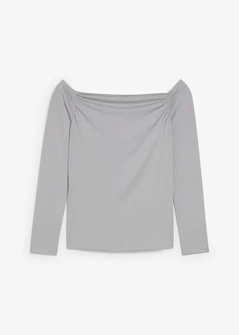 T-shirt col Bardot en jersey léger, bonprix