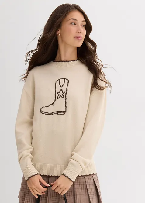 Feinstrickpullover mit überschnittener Schulter, bonprix