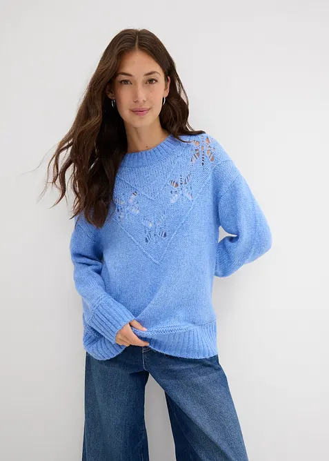 Grobstrick-Pullover aus weichem Woll-Mix, bonprix