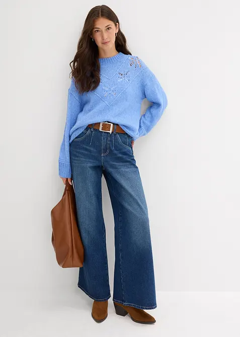 Grobstrick-Pullover aus weichem Woll-Mix, bonprix