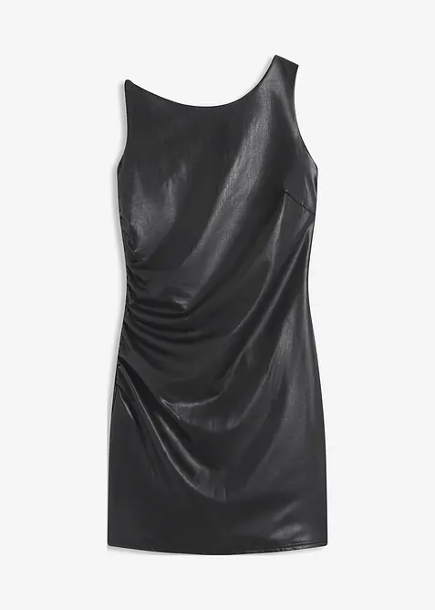 Robe courte enduite encolure Bardot, bonprix