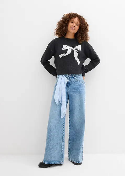 Strickpullover mit Schleife, bonprix