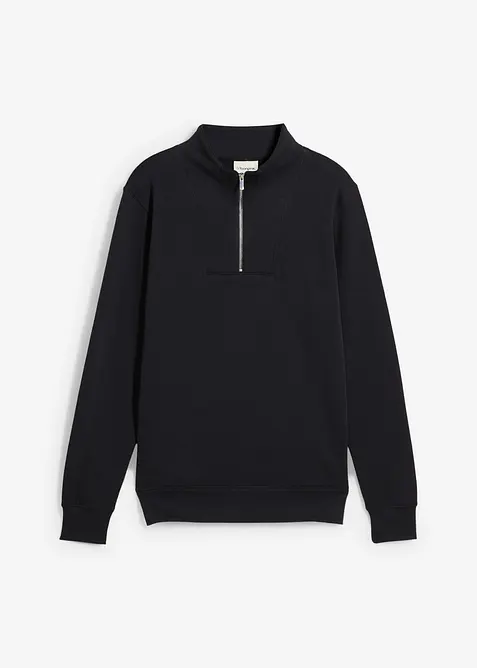 Sweat à col zippé 100% coton, bonprix