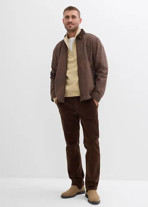 Sweat à col zippé 100% coton, bonprix