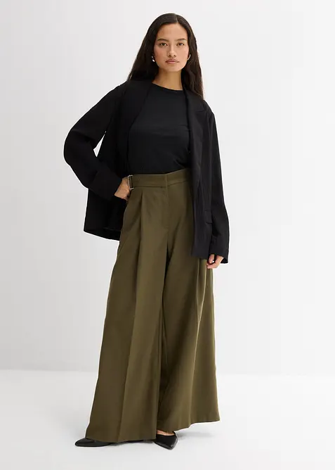 Pantalon en viscose mélangée avec boucles latérales, bonprix