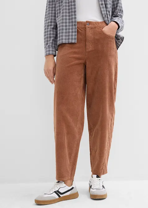 Pantalon barrel en velours côtelé, bonprix