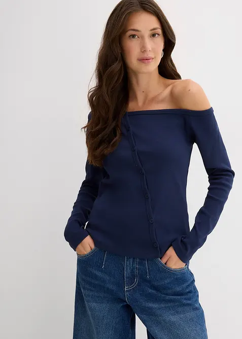 Geripptes Langarmshirt, bonprix