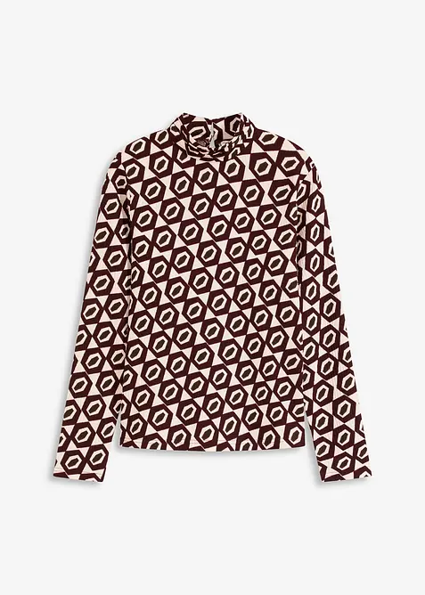 T-shirt manches longues texturé à col montant, bonprix