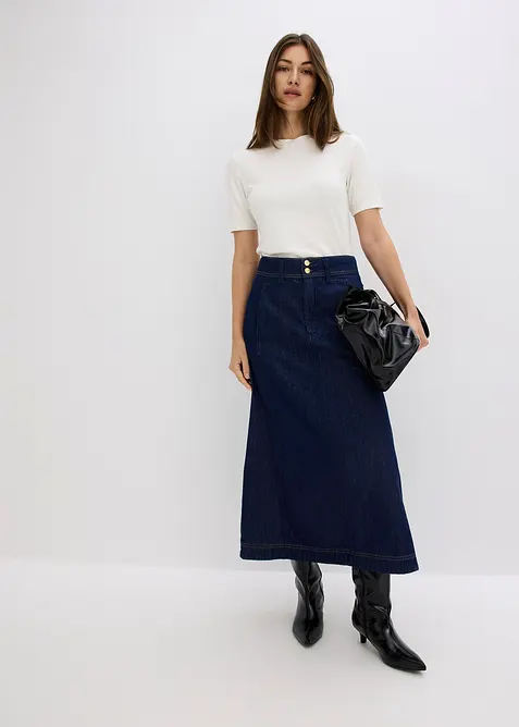 Jupe midi en jean, bonprix