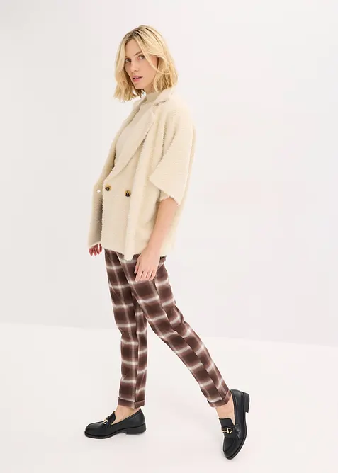 Pantalon &agrave; revers imprim&eacute; carreaux, bonprix
