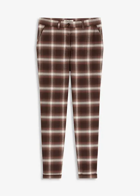 Pantalon &agrave; revers imprim&eacute; carreaux, bonprix